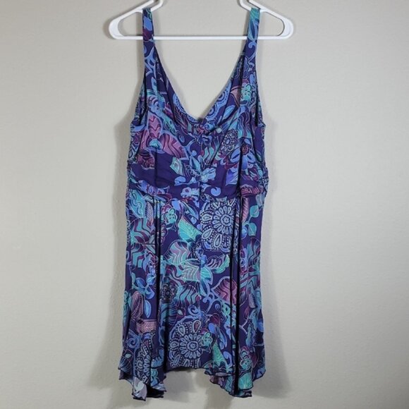 Vintage Y2K Margarita Flowy Floral Dress Size M Blue Purple Boho Fairy Asymm - Picture 5 of 10